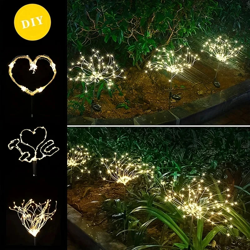 90-200LED Solar Firework Light Waterproof Outdoor 8 Lighting Modes Fairy String Light Christmas Solar Lights Garden Decoration